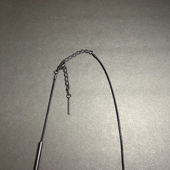 Boho Bohemian Black & Red Abstract Wooden Disc Bubble Charm Necklace 19 - 22" - Picture 3 of 4